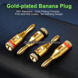 4/8 pcs/lot 24k Gold-Plated Musical Cable Wire Banana Plug Pro Audio Speaker Connector Plated Musical Speaker Pin Connector