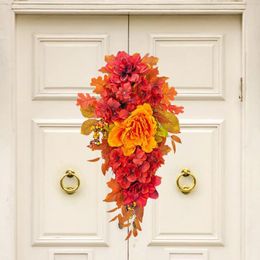 Decorative Flowers Fall Wreath Hanging DIY Supply Front Door Garland For Holiday Party Wedding