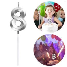 Party Supplies DIY 1PC Silver Candles For Happy Birthday Decorations Kids Adult 0-9 Number Cake Cupcake Topper