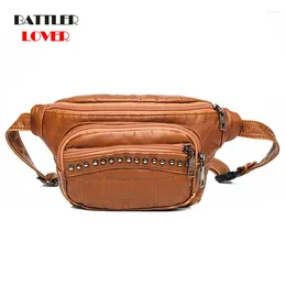 Bag Rivet Chest Bags For Women Shoulder Crossbody Purse Brand Designer Female Leather Waist Pack Sling Phone Fanny Steampunk Totes