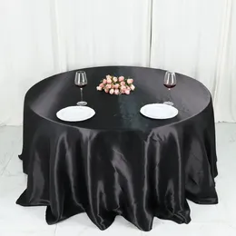 Table Cloth Black Color Seamless Round Tablecloths Satin Cover For Wedding Event Party Christmas Decoration