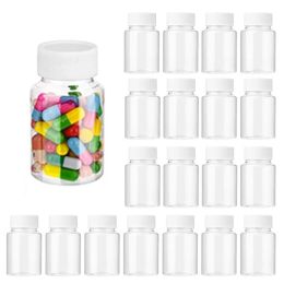 10Pcs 15ml-100ml Plastic Pill Bottles Empty Medicine Dispenser Bottle Capsule Containers For Kitchen Liquid Cosmetic W/ Seal Cap