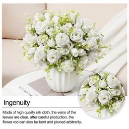 Decorative Flowers Artificial Rose Bouquet Elegant Flower For Home Office Table Centerpiece Wedding Decor Realistic Faux