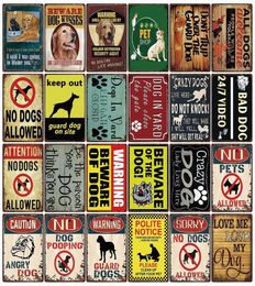 Pet Shop Warning Beware Of Dogs Kisses Keep Out Metal Sign Home Decor Bar Wall Art Painting 2030 CM Size6956703