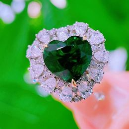 Heart Emerald Diamond Ring 925 Sterling silver Engagement Wedding Band Rings for Women Bridal Promise Party Jewellery Gift Dkreb