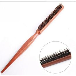 Pure Boar Bristle Hair Dress Comb Fluffy Wood Handle Hair Brush Anti Loss Wooden Barber Hair Comb Scalp Hairdresser Styling Tool