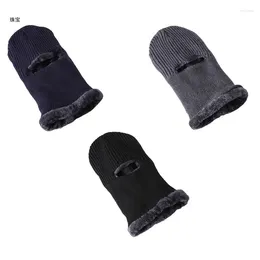 Berets X5QE 2 In1 Plush Knitted Hat Thermal Face Mask Windproof Wild Balaclava In Cold Days
