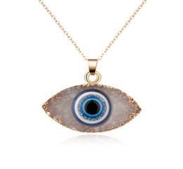 New Natural Stone Evil eyes Pendant Necklace for women Long Chain Crystal Turkish Eye necklaces Girls Luck Jewelry4249415
