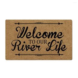 Carpets Welcome To Our River Life Doormat Outdoor Porch Patio Front Floor Christmas Halloween Holiday Rug Decor Home Door Mat