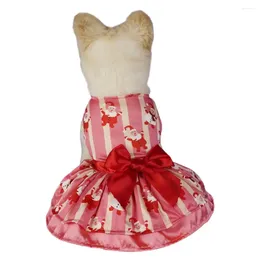 Dog Apparel Christmas Pet Dress Cute Outfit Adorable Dresses Easy-to-wear Bowknot Decorated Holiday Clothes For Dogs