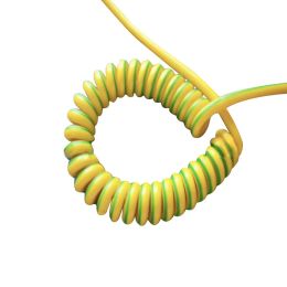 Spring Spiral Cable Yellow-Green Ground Wire Single Core 20/18/17/15/13/11/9/7AWG Shrinkable Cable Copper Wire Telescopic Wire