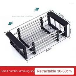 Kitchen Storage Washing Drain Rack Sink Stretchable Strong Bearing-capacity Large Capacity Stainless Steel Fruit Vegetable Dishes Kit