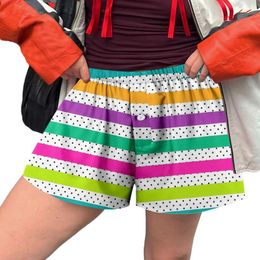 Women's Shorts Women Cute Soft Elastic Low Waist Plaid Print Button Front Pajama Bottoms Boxer Fashion Casual Basic Short Pants