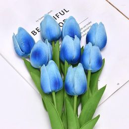 Decorative Flowers 5 Pieces Tulips Artificial Bunch Home Decor Real Touch Tulip For Decoration Wedding Bridal Bouquet Fake