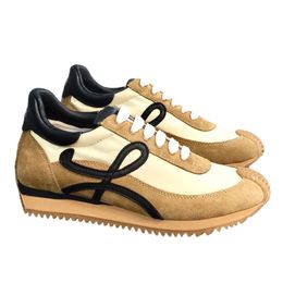 Man and women casual shoes in nylon and suede Lace up sneaker with a soft upper and honey rubber waves sole top cowhide shoes