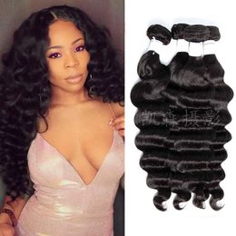 Peruvian Human Hair 4 Bundles Loose Deep 4PCS/lot Virgin Hair Extensions Natural Colour Loose Deep Double Wefts Wholesale Qsotm