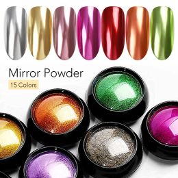 Metallic Mirror Powder Metal Nail Glitter Rose Gold Champagne Silver UV Gel Polish Chrome Dust Manicure DIY Flake Decoration