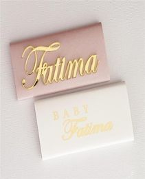 12x Personalized Acrylic Gold Mirror Laser Cut Names Baby Name Tags Place Cards Wedding Table Decor Favor Chocolate Baptism Box Y22633394