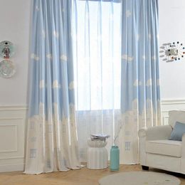 Curtain Fresh Cotton Linen Fabric Printed Cross Window Screen Card For Ventilation Curtains Living Dining Room Bedroom