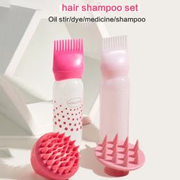 Dry-Cleaning Bottles Hair Dye Applicator Bottles with Scale Silicone Shower Brush Wash Clean Care Hair Root Massage Comb