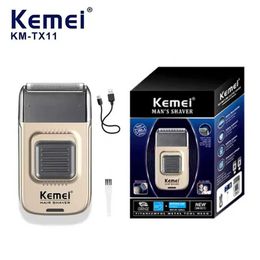 Electric Shavers Kemei Shaver Rechargeable Safety razor Portable Travel Beard Trimmer Reciprocating Cordless Shaving Machine for Men KM-TX11 Q240525