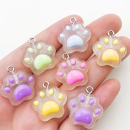 6/10Pcs Jelly Color Cat Claw Resin Charm Cute Pendant for DIY Accessories For Making Jewelry Necklace Bracelet Earrings Keychain