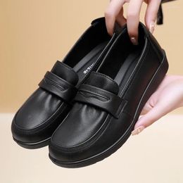 Casual Shoes Spring Autumn Women Genuine Leather Loafers Breathable Slip On Female Ballet Flats Mother