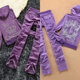 Dwuczęściowe spodnie kobiety Velvet Juicy dressit Kobiet Coutoure Set Track Suit Couture JUCIY COTURE Letters Letters Hooded Hoodie Loose Fit S 42676