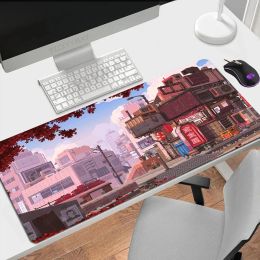 Pixel Large Mouse Pad Japanese Street 100x50cm Computer Mousepads Gaming Mousepad Big Keyboard Mat Gamer Mouse Pads Desk Mats