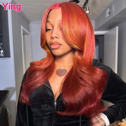 Ying 12 A 200% Ginger Orange Body Wave 13x4 Lace Frontal Wig Human Hair 13x6 Lace Front Wig PrePlucked 5x5 Transparent Lace Wig