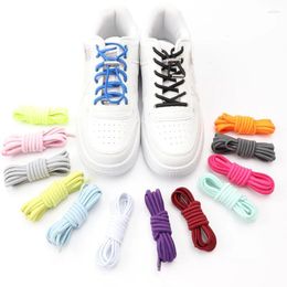 Shoe Parts 1 Pair Round Elastic Spring Metal Lock Shoelaces Without Ties Quick Put On And Take Off For Sneakers Lazy Laces Accessories