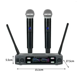 Microphones Dual Wireless Microphone System Cordless Dynamic Mic Handheld Professional For Performance Meeting Party Wedding Show