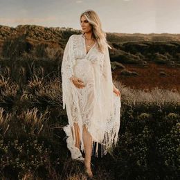 Maternity Dresses Bohemian lace maternity photography props dress free size adjustable pregnancy photo shoot long skirt side seam WX5.26DLF2