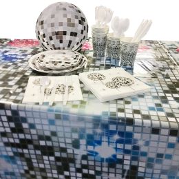 80s 90s Disco Party Cutlery Silver Ball Paper Plates Cups Tablecloth Napkins Birthday Wedding Decorations Supplies