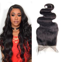 Peruvian Unprocessed Human Hair Mink 9A Body Wave Six By Six Lace Closure With Baby Hairs 6*6 Closure 10-22inch Uidsc