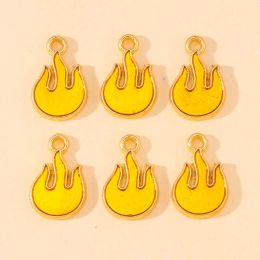 10Pcs 10x16mm Enamel Drip Oil Flame Charms for Jewellery Making Fire Shape Pendant Earring Necklace DIY Accessories Craft Supplies