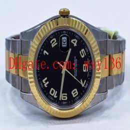 Free shipping Luxury Men's Wrist Watches Datejust II 116333 18K Yellow Gold Stainless Black Dial Automatic Mechanical Movement Men 211t