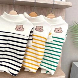 Dog Apparel Spring Autumn Pet Clothes Kitten Puppy Striped Jumpsuit Small And Medium-sized Warm Pyjamas Fashion Sweater Poodle Yorkshire