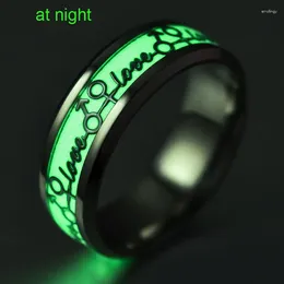 Cluster Rings Stainless Steel Titanium Of Lovers Ring With Luminous Fluorescence Light Not Rust Does Fade