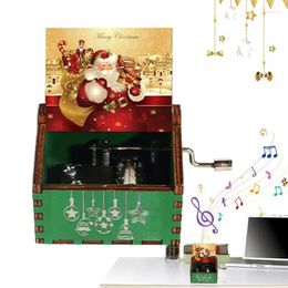 Decorative Figurines Wooden Hand Crank Music Box Anime Theme Halloween Merry Christmas Decoration Home Birthday Gift
