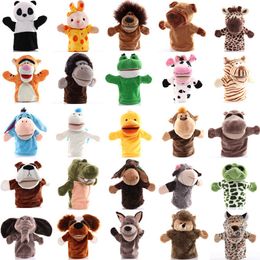 25 cm Cartoon Animal Plush Plushy Hand Puppet Parent-Child Game Bambola Lion Elephant Pig Pickease Toys GIFT Birthday Regali di compleanno per bambini Famiglia per la festa di fornitura di festa 180