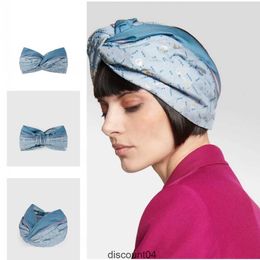 Designer Silk Elastic Blue and Light Blue Headbands Women Luxury Girls Print with Horsebit Silk Headband Hair Bands Scarf Accessories Gifts0r33