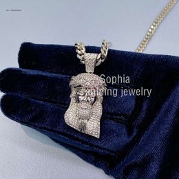 Hip Hop Iced Out Moissanite Bling Diamond Piece Necklace Jesus Pendant