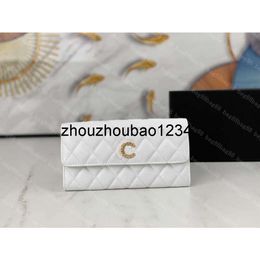channelbags cc bag NEW Wallets Luxury Brand design womens wallet Letter plaid CC chain Clutch lambskin diamond pattern pouch women's Long wallet 8002 White
