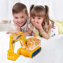 Diecast Model Cars Electric excavator outdoor excavator toy with transparent gears movable fine motor skills mechanical learning and educational toys S2452744