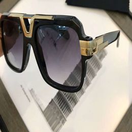 Vintage 664 Sunglasses for Men Black Gold Grey Gradient Mens Square Sunglasses Shades with box 2527