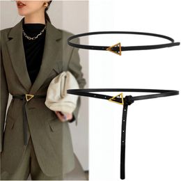 Designer belts for women genuine leather long thin belt ladies waist cinturon mujer triangle dress waistband 2564