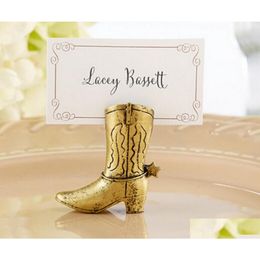Party Decoration 20Pcs Gold High Boots Name Number Menu Table Place Card Holder Clip Wedding Baby Shower Reception Favor Drop Delive Dhl8B