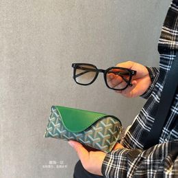 Echte Leder Sonnenbrille Koffer Designermarke Männer Frauen druckbeständige Brillen Bag tragbare Brille Aufbewahrungstasche Myopie Brille Box Anti -Drop -Sonnenbrille Tasche