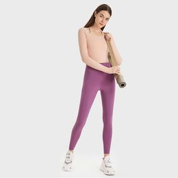 Lu Align Leggings Woman Pant Customised Fashion Sexy Open Umbilical Sports Long Sleeves with Chest Pads Soft Skincare High Elastic Yoga Shi